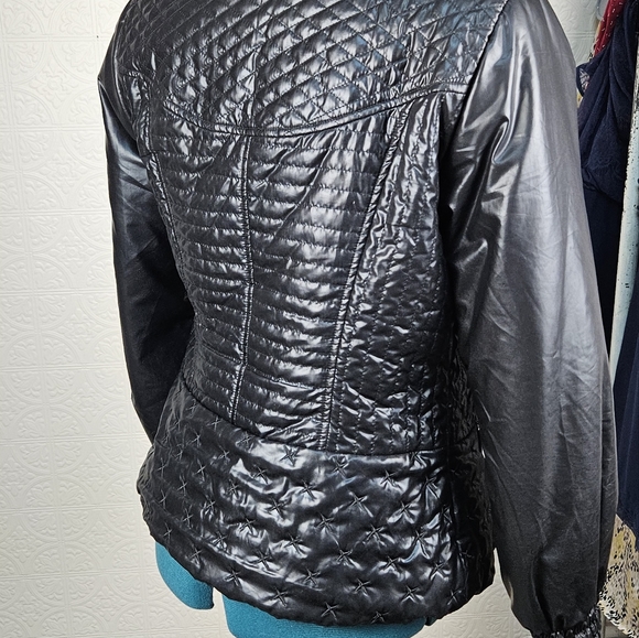 Ges Brown- Vintage black bomber jacket with rabbit fur collar - Picture 8 of 9